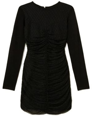 Twinset Tulle-Paneled Knitted Dress - Black