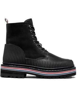 Thom Browne Lace-Up Ankle Boots - Black