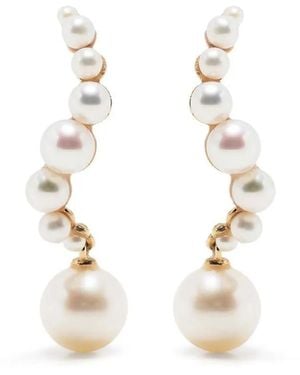 Mateo 14Kt Curve Pearl Drop Earrings - White