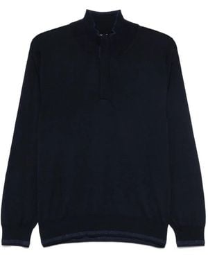 Canali Pullover Mit Reißverschluss - Blau