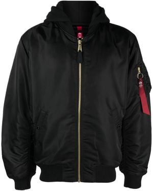 Alpha Industries Hooded Padded Bomber Jacket - Black