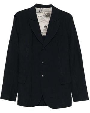 Masnada Bia Button Textured Blazer - Black