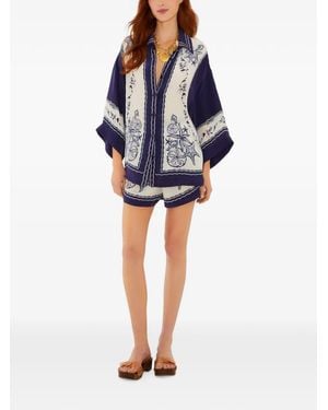 FARM Rio Shorts Coast Scarf Con Estampado De Estrellas De Mar - Azul