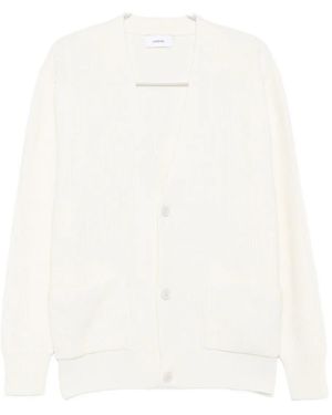 Lardini Ribbed Buttoned-Front Cardigan - White