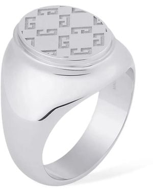 Givenchy 2G Metallic Embossed Signet Ring - White