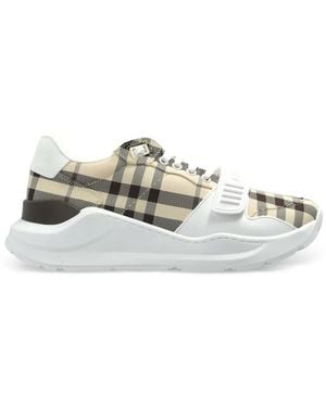 Burberry Check Trainers - White