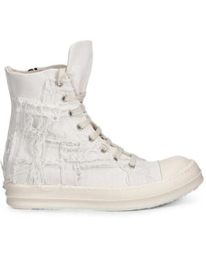 Rick Owens Distressed High-Top Trainers - Natural