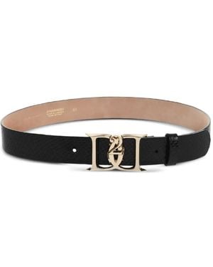 DSquared² Snake-Effect Logo-Buckle Belt - White