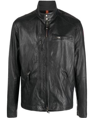 Parajumpers High-Neck Leather Jacket - Black