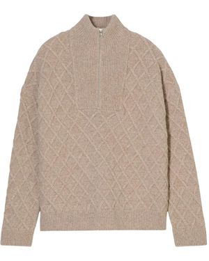 Closed Troyer Pullover Mit Kurzem Reißverschluss - Natur