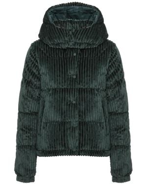 Save The Duck Ribbed-Velvet Puffer Jacket - Green