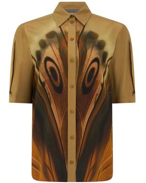 Alberta Ferretti Butterfly-Print Silk Shirt - Yellow