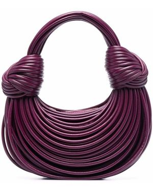 Bottega Veneta Double Knot Tubular Leather Tote Bag - Purple