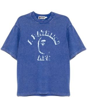 A Bathing Ape Garment-Dye Spray-Print T-Shirt - Blue