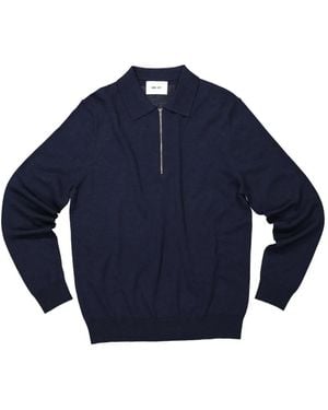 NN07 Polo-Pullover mit Reißverschluss - Blau