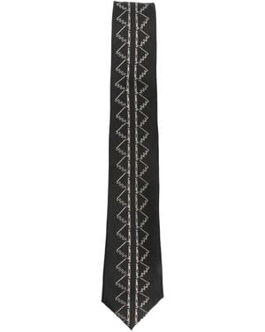 Yohji Yamamoto Geometric-Pattern Silk Tie - White