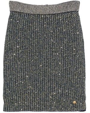 Balmain Sequin-Embellished Glitter-Effect Midi Skirt - Grey
