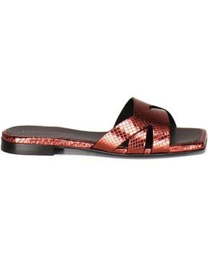 Giuliano Galiano Leather Slides - Brown