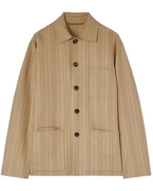 RETORI Striped-Pattern Reversible Shirt Jacket - Natural