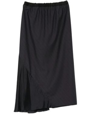 FRANCESCA MARCHISIO Pinstripe-Pattern Panelled Midi Skirt - Black