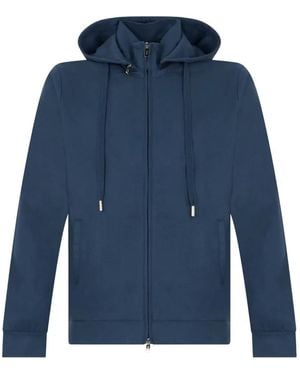 Fedeli Zip-Up Cashmere Hoodie - Blue