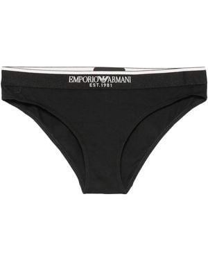 Emporio Armani Logo-Waistband Briefs - Black