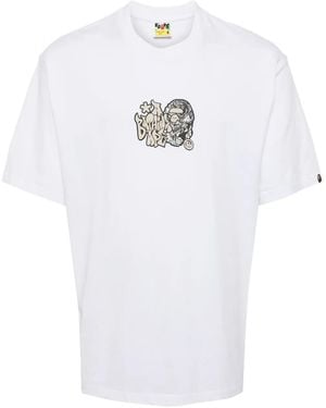 A Bathing Ape T-Shirt Con Stampa - Bianco