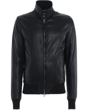 Stewart Buttoned Collar Jacket - Black