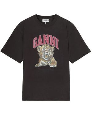 Ganni Logo-Print T-Shirt - Black