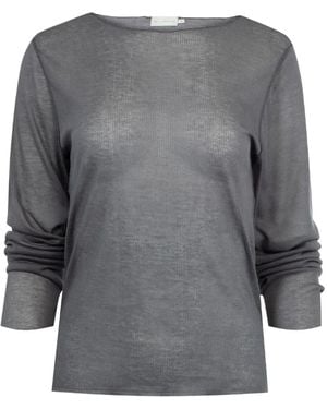 Deiji Studios Geripptes Langarmshirt - Grau