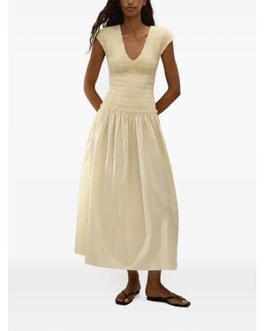 Faithfull the Brand Carmen Shirred V-Neck Dress - Natural