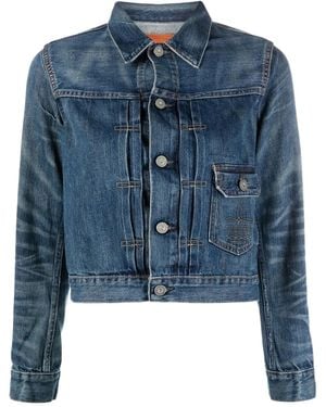 RRL Stonewashed Cropped Denim Jacket - Blue