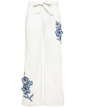 Cinq À Sept Mylah Floral-Embroidered Pants - White