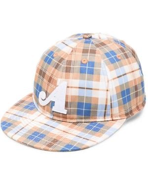 AWAKE NY Classic A Plaid Logo-Patch Baseball Cap - White
