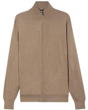 Brooks Brothers Full-Zip Mock-Neck Cardigan - Natural