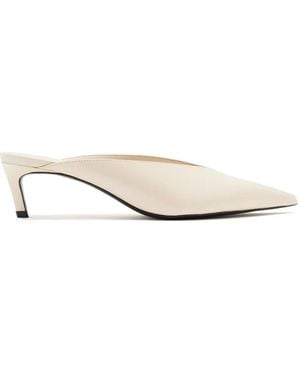 SCHUTZ SHOES Pointed-Toe Leather Mules - Wit