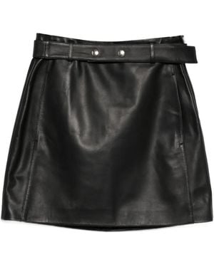 Arma Belted Leather Mini Skirt - Black