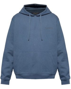 AllSaints Logo-Print Hoodie - Blue