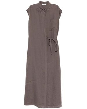 Panicale Belted Sleeveless Midi Dress - Brown