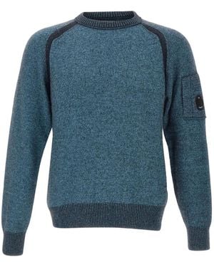 C.P. Company Lens-Appliqué Crew-Neck Pullover - Blue
