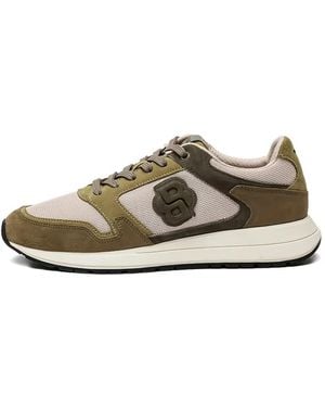 BOSS Suede-Trim Trainers With Double B Monogram - Multicolour