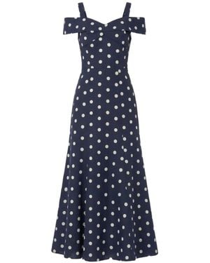 Nicholas Ivana Polka-Dot Midi Dress - Blue