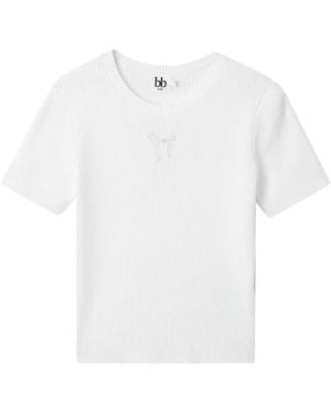 B+ AB Ribbed-Knit Short-Sleeve T-Shirt - White