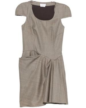 McQueen Draped Cap-Sleeve Mini Dress - Gray