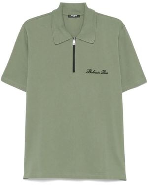 Balmain Poloshirt Mit Logo-Stickerei - Grün