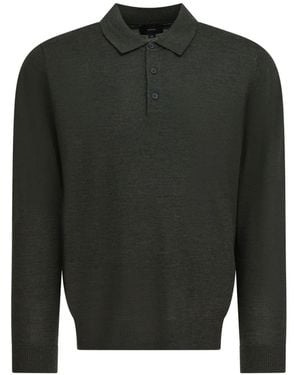 Vince Long-Sleeves Polo Shirt - Black