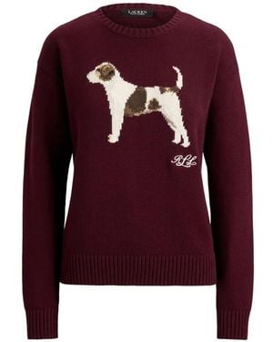 Ralph Lauren Intarsia-Knit Cotton Sweater - Red