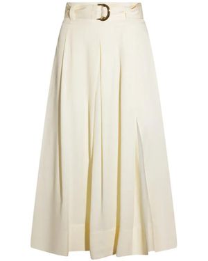 Twinset Buckle-Belt Pleated Midi Skirt - White