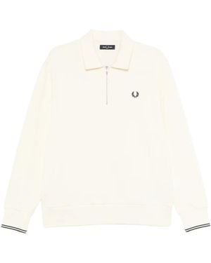 Fred Perry Half-Zip Collared Sweatshirt - Bianco