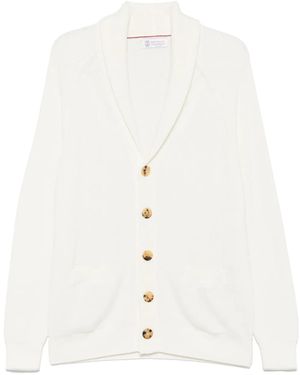 Brunello Cucinelli Gerippter Cardigan - Weiß